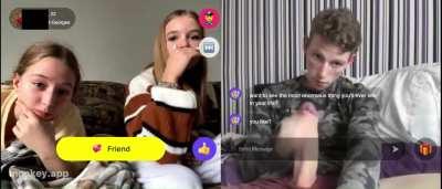 Omegle French-Canadian girls react to big dick