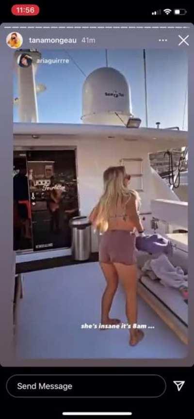 She is really dedicated to not showing her stomach in a natural state.