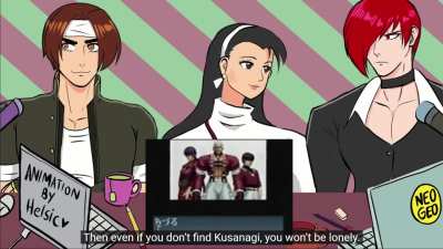Kyo, Iori and Chizuru react to the endings of KOF97