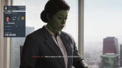 She-Hulk's VFX occasionally looks like videogame cutscenes so I've added FIFA career mode details to this one [OC]