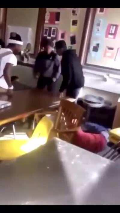 Student gets knocked after hitting the teacher