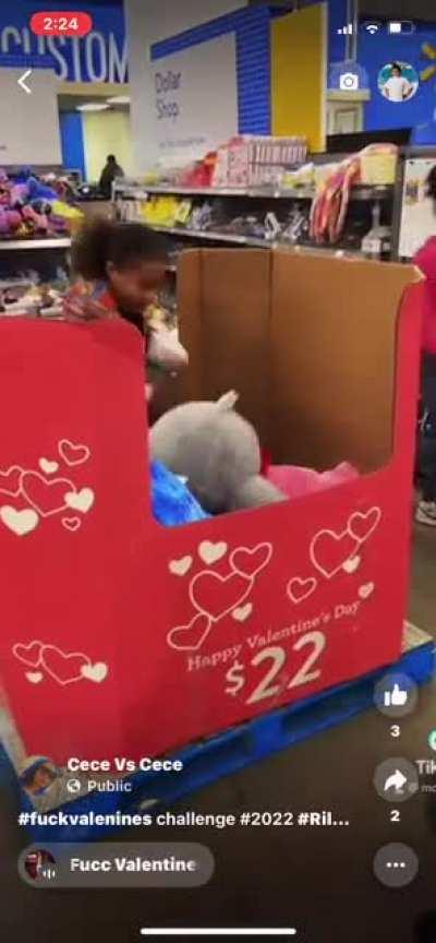 Let’s encourage kids to destroy merchandise and make a mess for a tiktok