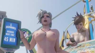 Tracer waits for Mercy & Genji (Bewyx)