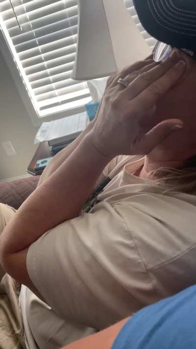 My mom laughing at cat videos on the internet