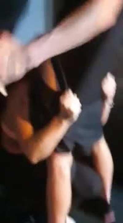 English tramp puts on a felatio showtr for a crowd of onlookers.