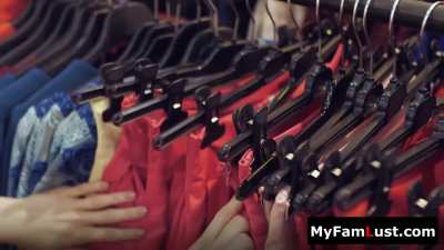 Step sister Trying Outfits in The Changing Room!