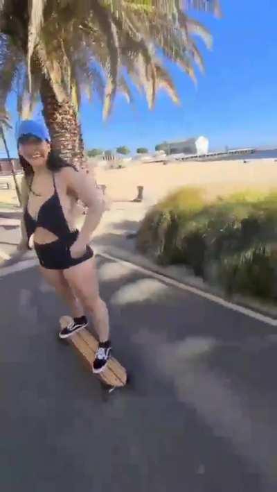 Trashy Girl Riding By For All To Enjoy