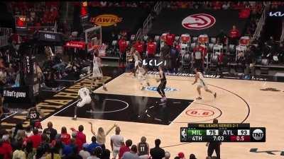 [Highlight] Capela gets an insane shot to fall from behind the backboard as the shot clock expires