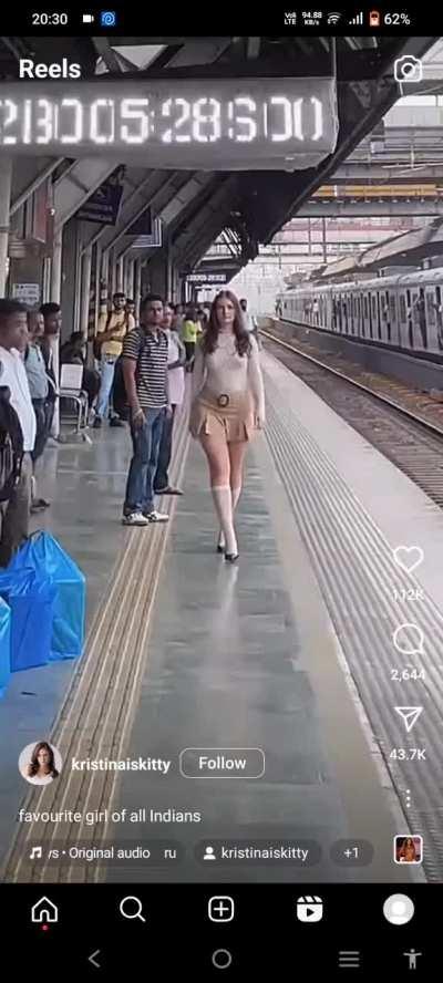 Self pro-claimed favourite girl does catwalk on train platform