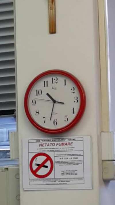 Clock we found in an office. They didn't notice until we pointed it out.