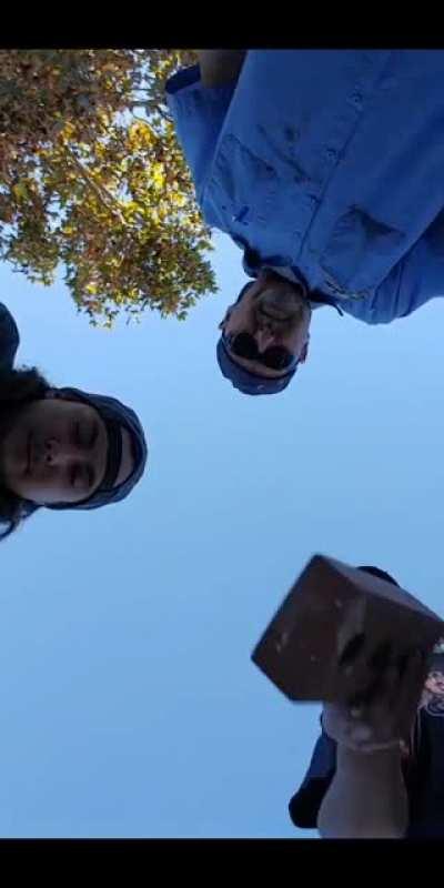 D or V? Throwing a brick above your head