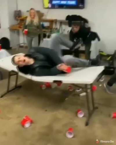 When you gonna slam the table, but it performs evasive maneuvers.