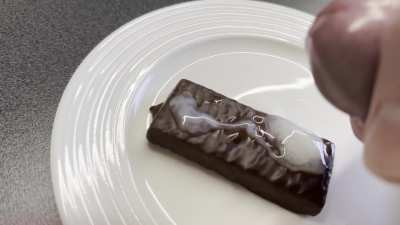 Chocolate Protein Bar Cumshot Video. Had to be careful not to overshoot the chocolate bar