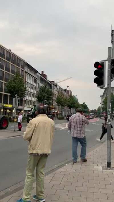Hundreds of tractors protesting in Münster, Germany.