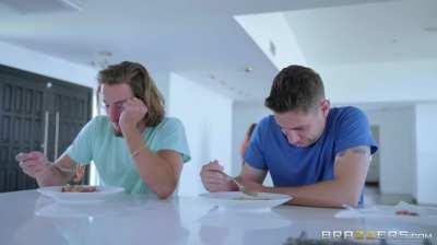 Busty Milf Syren De Mer serves all her Three sons