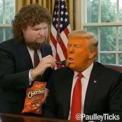 Trump getting his makeup done in the morning