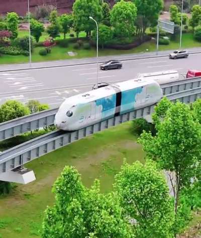 Trains in Chongqing, China. So cute!