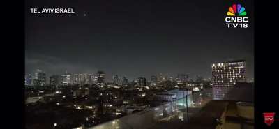 Missiles being intercepted over Tel Aviv
