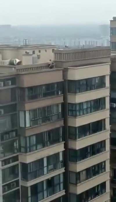 Children playing on the building