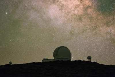 Milk Way core passing behind William Herschel Telescope