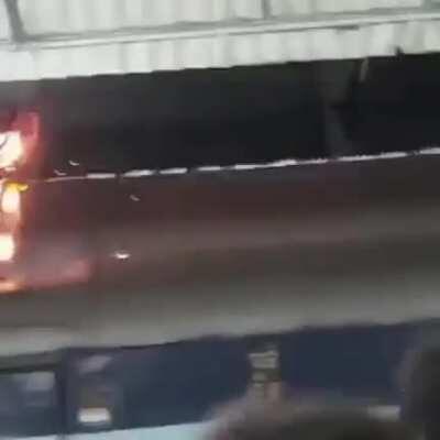 Dumbass touches train wires