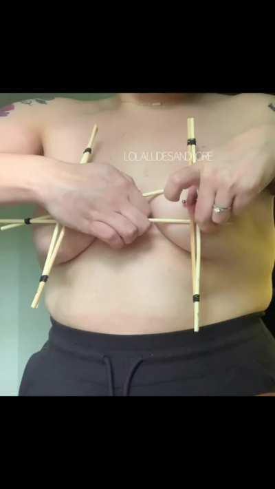 [F] started my project topless in the garage because i decided to cut the ends off 4 skewers so they would LoOk FaNcY... only for me to start applying them and realizing I will need 6 🫠 enjoy!