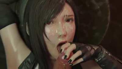 Tifa makes a cock cum on her pretty face