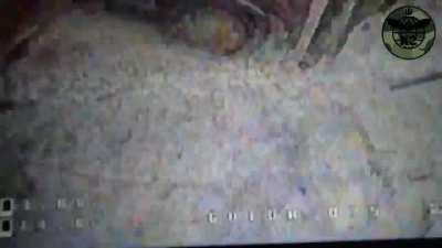 UA suicide drone impacts on target - drone view. Ukraine 2023