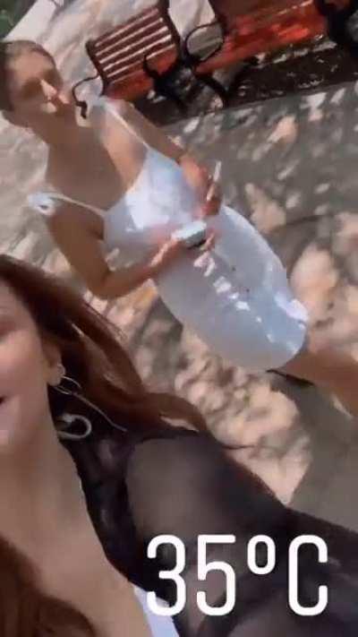 Out and about in a bikini