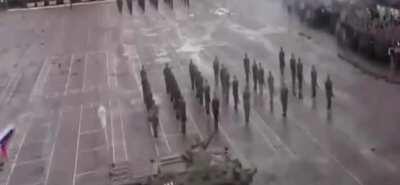 Russian solider takes getting run over by an APC pretty well