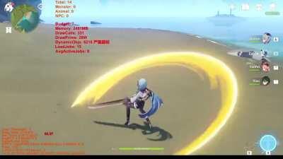 Eula normal attack, E and Q showcase (including end of Q)