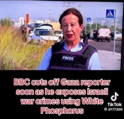 BBC cuts off reporter as he exposes IDF for using white phosphorus