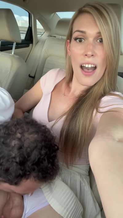 Couldn’t wait to get home- had to have him suck it in the car