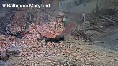 Building Collapse after car accident at Baltimore Maryland Feb 2023
