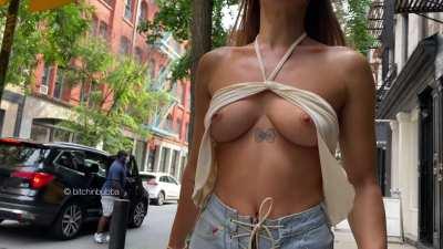 Waving to strangers while bouncing down the street