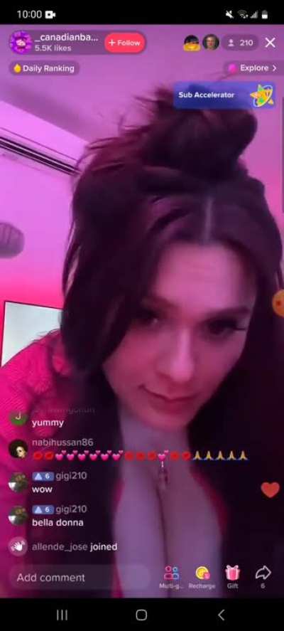 Way to hot for me to be seeing. All I have now is a censored tiktok of her bouncing her massive tits.