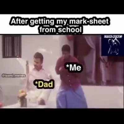 Scenario between son and father in home after received mark sheets.