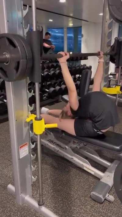 That looks more like she's working her spine than chest.