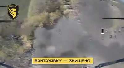 FPV pilots of the Ukrainian "Phoenix" drone units attack Russian 2S19 Msta-S self-propelled howitzers, a tank, trucks, and infantry. Kharkiv Oblast.