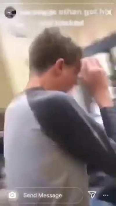 Teenager hits woman, she hits him back, and he runs away crying