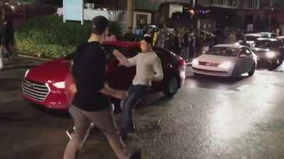 Frat boy messes with Asian guy, gets knocked the fuck out