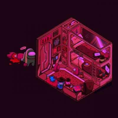 Knock Knock... [OC] recently into cyberpunk and I think AmongUs ambient suits well