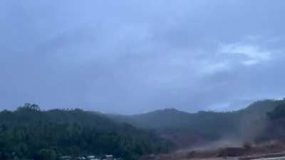 Landslide in Leyte, Philippines after heavy rains brought about by tropical storm Megi