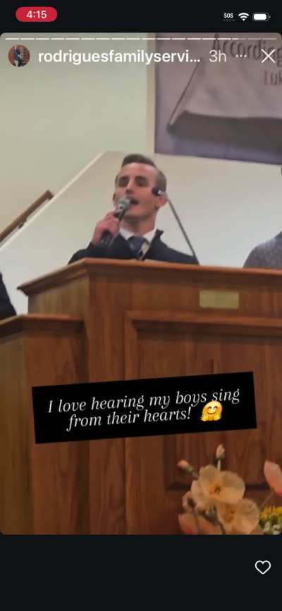 Grandkids eat Cheerios, and Samuel and Gabriel sing in church