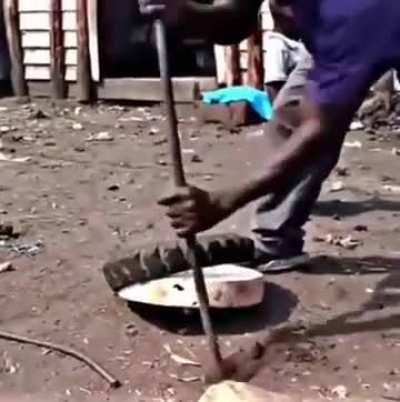 The chukudu is a two-wheeled handmade vehicle used in the DRC/ Congo. It is made of hard mumba wood, and can carry up to 800 kg (1,800 lbs)