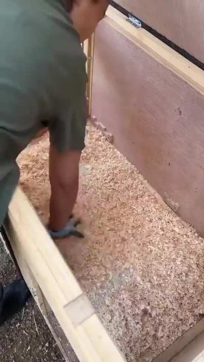 Farm work, sunshine, and chickens.