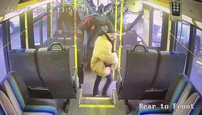live footage in and out of a bus captures the moment an out-of-control truck plows into the bus like a medieval siege ram