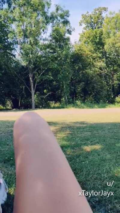 Chilling out at the park in my little micro bikni when I noticed guys kept looking over so I decided to have a subtle play