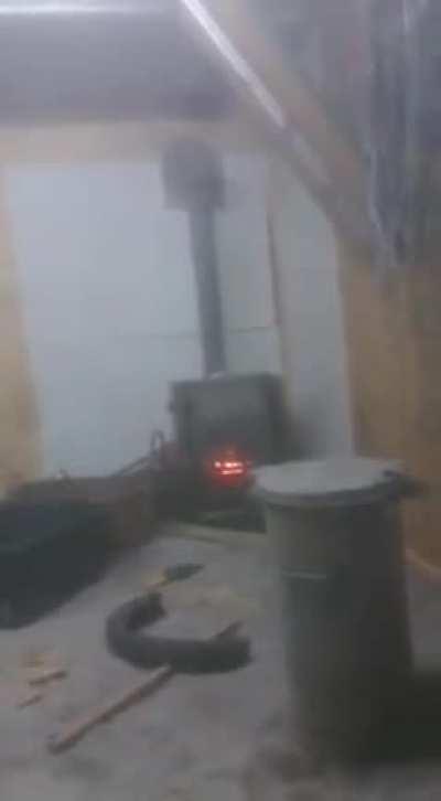 HMFT after I throw a spray paint can in a wood furnace.