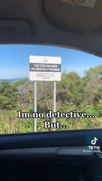 A tree has been poisoned... wonder who could have done such a thing...🤔